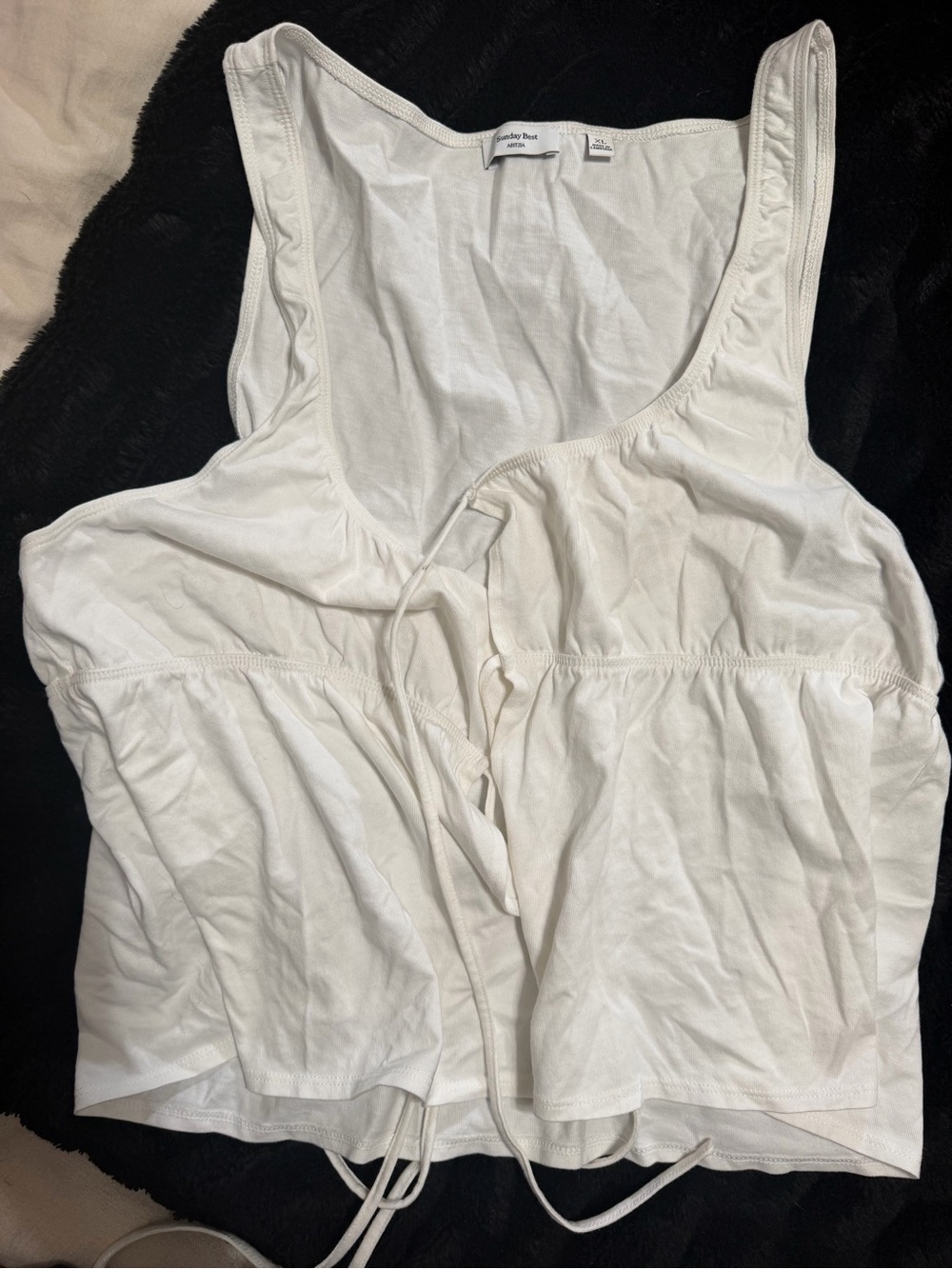 Aritzia White Tie-Front Cotton Camisole